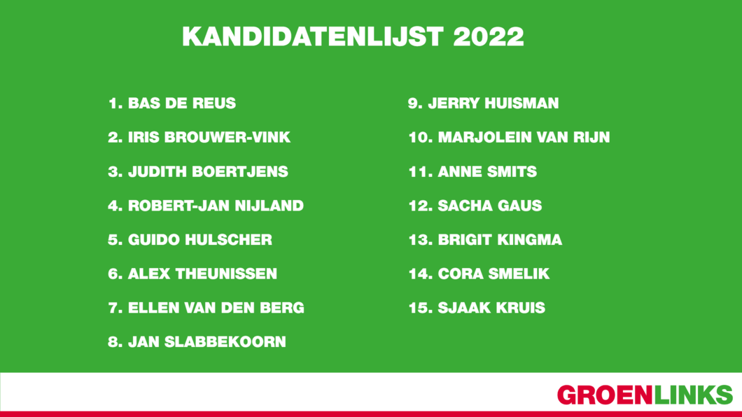Kandidatenlijst GroenLinks Lelystad 2022